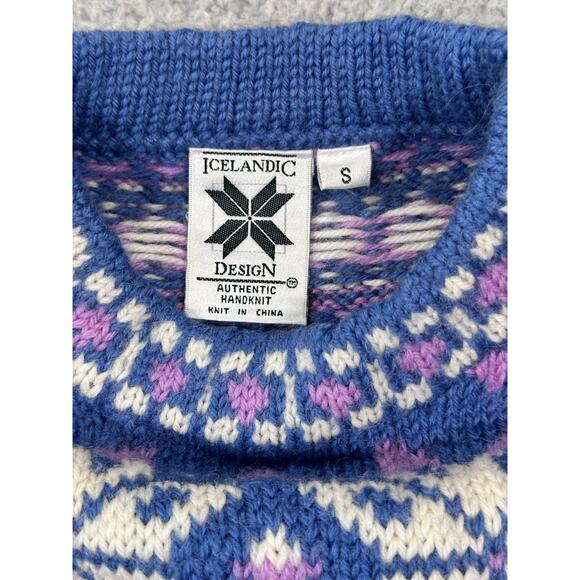 Vintage Icelandic Design Sweater Hand Knit Norwegian Wool Women's Small Grandma - Picture 3 of 9